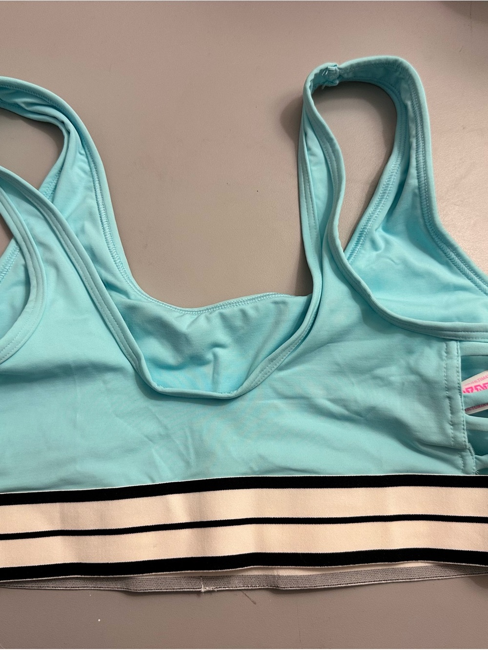 PINK Victoria's Secret Aqua Sports Bralette with Striped Elastic Band - Picture 2 of 7